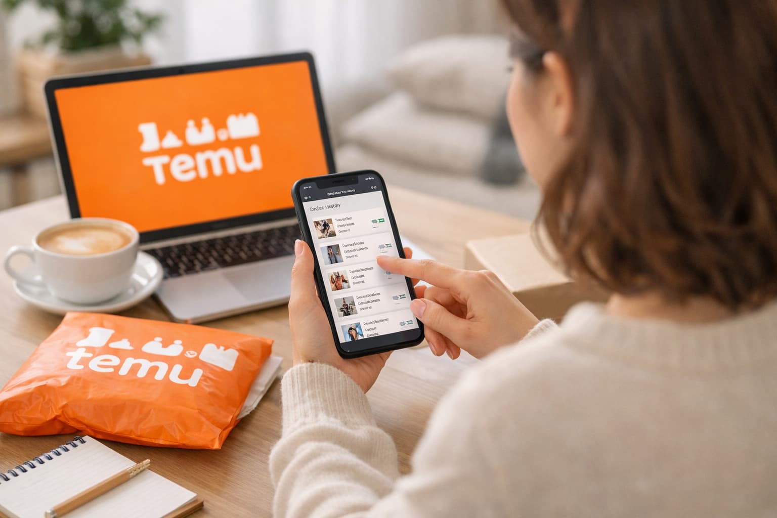 Temu rendelési előzmények megtekintése az alkalmazásban